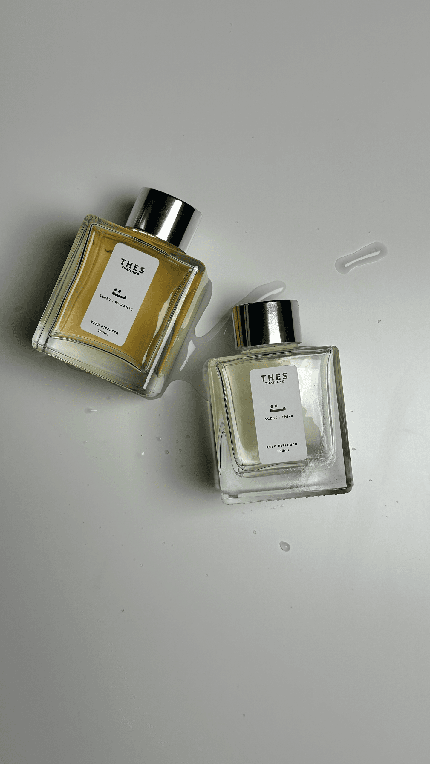 Elegant perfume bottles and ingredients